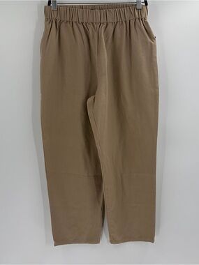 Able Mary Pull On Easy 100% Cotton Everyday Cropped Beige Pants Size Medium NWT